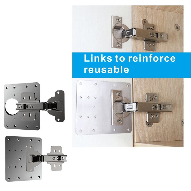 Cakuuma Cabinet Hinge Repair Plate Kit - Classic Style, Stainless