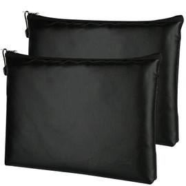 DBREAKS Fireproof for Document Bag, Pack of 2 Fireproof Bag, Safe Waterproof Wallet, Black Large Capacity Briefcase for Documents, Passport, Money, Bank File (29 x 20 cm)