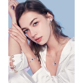 FANCIME Sapphire Dangle Drop Earrings 925 Sterling Silver Moon Star Blue Gemstone September Birthstone Earring Fine Jewelry Birthday Gifts for Her Women