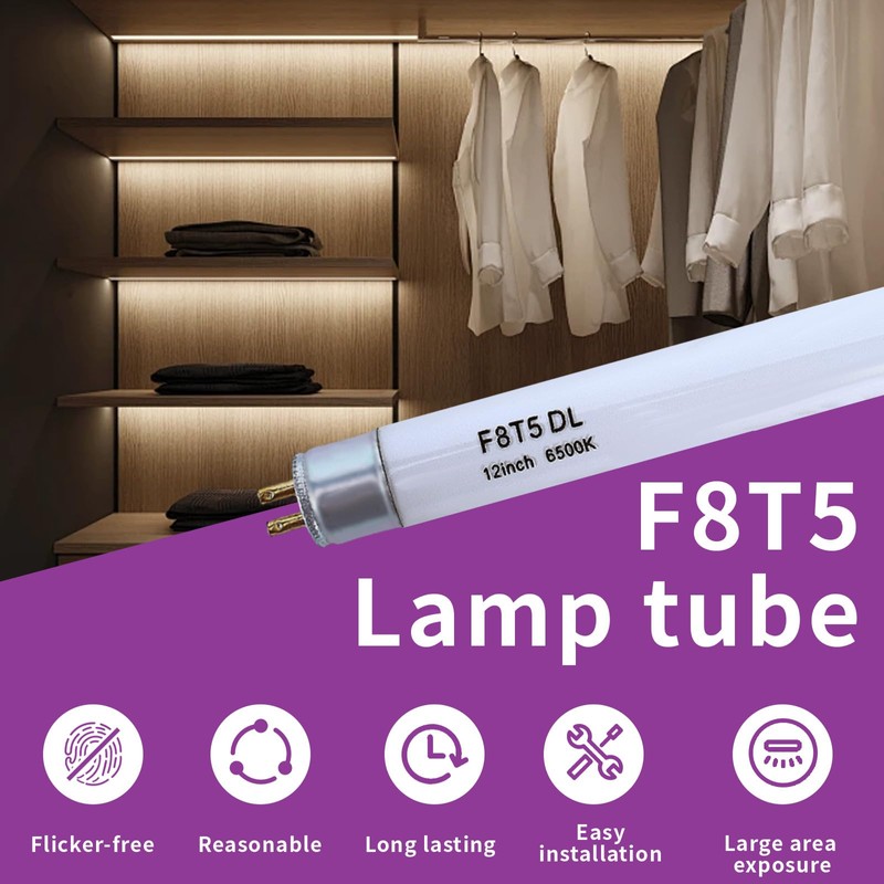 Accway (6 pack) F8T5/DL 6500K 12’’ Linear Fluorescent Light Bulb,