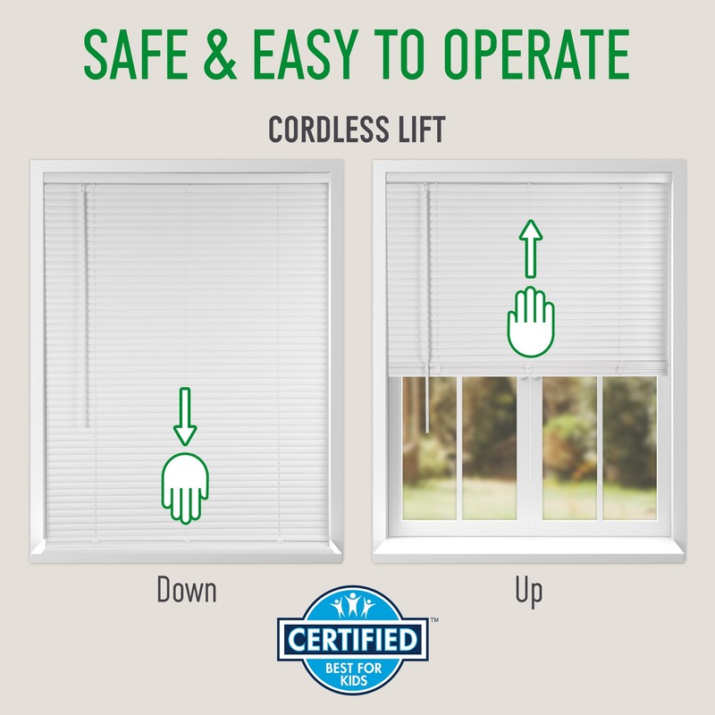 Calyx Interiors Cordless White 1” Light Filtering Mini Blinds 20”