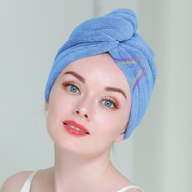 Piera Microfiber Hair WRAP Turban Absorbent Towel Hair-Drying Magic Hair WRAP Towel Super Quick-Drying Hair Dry Cap Salon (Aqua)