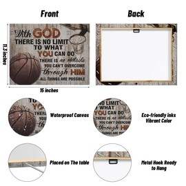 Basketball Stuff Canvas Wall Art Inspirational Sports Wall Decor Framed Art Basketball Gifts Religious Artwork Wall Painting Faith Art Prints Gym Playroom Farmhouse Sports Club Boys Room Home Decor