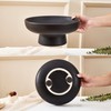 Denique Black Ceramic Fruit Bowl for Kitchen Counter, 10inch Decorative