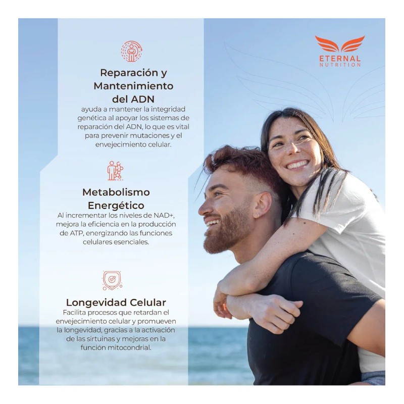 NAD+ 200 capsulas 1300mg ETERNAL NUTRITION con Trimethylglycine y Acido