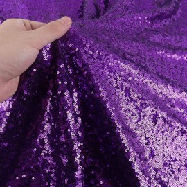AMZLOKAE Sequin Fabric Purple 1 Yard Fabric by The Yard 3 Feet Glitter Fabric Shower Curtain Lining Fabric by The Yard for Dress Clothing DIY Fabric for Sewing (1 Yard, Purple)