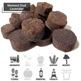 Mamoul Oud Lavender 80g (Pressed Resin Disks) | Use with Incense Burner Charcoal, Electric Bukhoor Burner (Mabkhara) or Hair Bakhoor Comb | Inciensos Aromaticos para La Casa