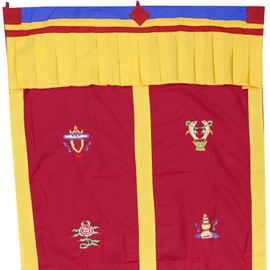 Himalayan Craft Traditional Tibetan Buddhist Door Curtain I 8 Auspicious Symbols Wall Hanging 72X37 Inch I Handmade in Nepal