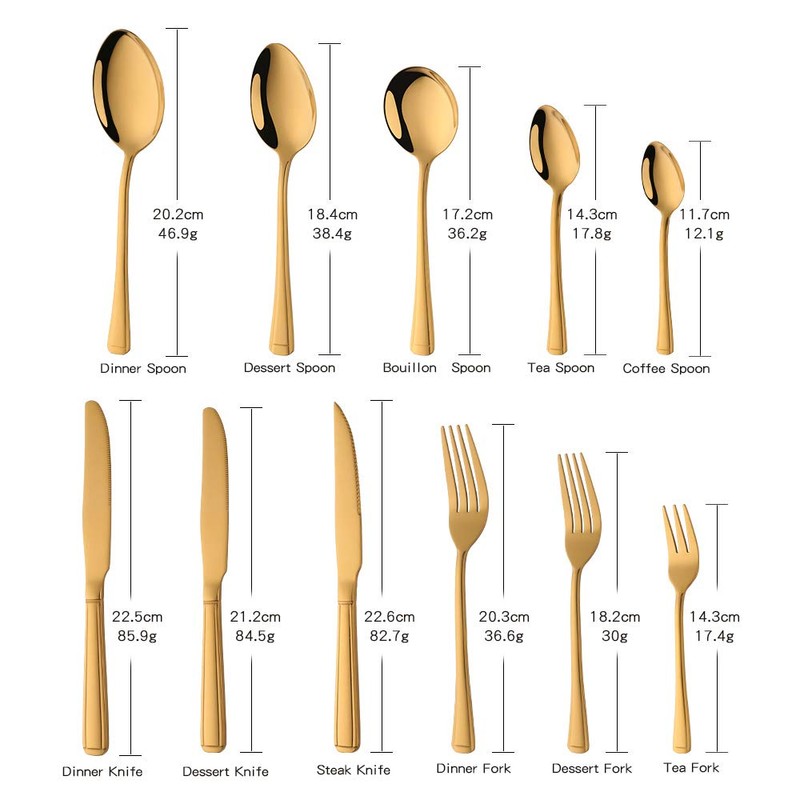 Pack of 12 Dinner Spoons, Buyer Star Gold Stainless Steel