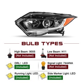 JSBOYAT- For 2019 2020 2021 2022 Honda HRV HR-V [Halogen Type w/LED DRL] OEM Projector Headlight Headlamp Assembly 33150T7AA31 33100T7AA31 (Left Driver Side)