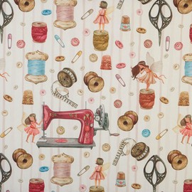 Kt KILOtela - Digital Printed Canvas Fabric Half Panama Cotton Decoration Tapestry Cushion Curtains Bedspreads Tablecloths 100cm Length x 140cm Width Sewing Multicolor 1 Meter