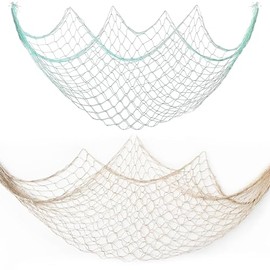 TWCE 2 Paquetes de Red de Pescado para Fiesta, 1.5mm de Espesor, Red de Pescado de Algodón Natural para Fiesta Hawaiana, Red de Pescado de Algodón para Fiesta Náutica