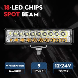 VEHICODE 6 Inch LED Light Bar Slim Pods White with Amber Turn Signal DRL Spot Small Fog Driving Rear Reverse Work Light Mount for Truck Jeep Off-road ATV UTV Golf Cart Car Trailer Exterior (2 Pack)