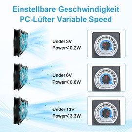 240 mm PC Fan, 12 V Case Fan with Power Plug and Continuous Speed Controller (2700 RPM) - Quiet, Powerful Fan for Computer, Server, TV, Gaming PC, AV Cabin, Router