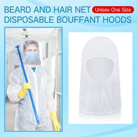 Yahenda 100 Pcs Disposable Hair Nets,Bouffant Hoods, Full Face Beard Hair Net for Food Service Workers, Lab, Cooking