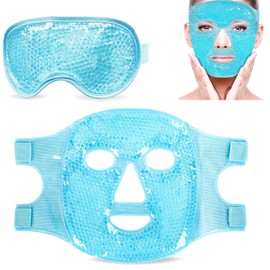 Máscaras de Hielo para Ojos y Cara, Antifaz para Ojos y Mascarilla Reutilizable, para Hinchazón/Ojeras/Migraña/Alivia Estrés, Compresa Fría o Caliente para Hombres y Mujeres, Terapia Facial