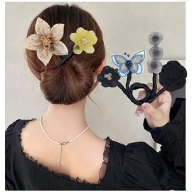 Delicate Shining Flowers Hair Bun Maker Lazy Hair Curler Bun Maker For Hair Scrunchies Hair elegant Bun Lazy Hair Curler Bun Maker Deft Bun Make For Women Girls (Style 1)