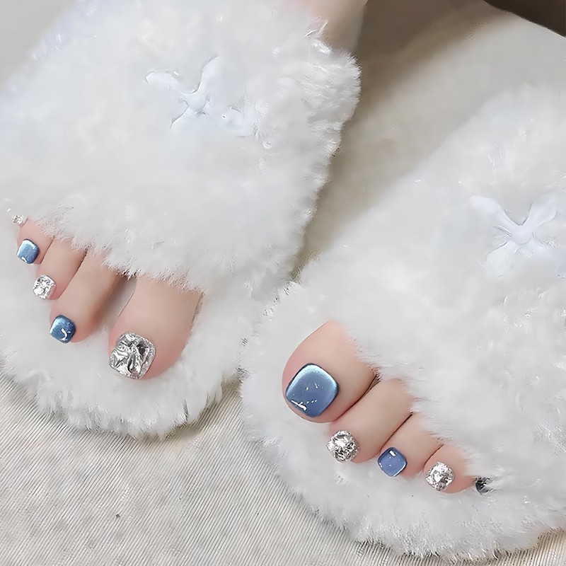 [NEURAD]ネイルチップ 足用 青 24枚入 フットネイル フットネイルチップ 足用ネイルチップ マグネット 夏 付け爪