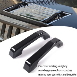 Lcojicep Hood Deck Vent Panel Covers Trim Moulding Compatible with Hummer 2003-2009 H2 Front Hood Vent Louver Cover , front hood grille trim (Handles, Piano Black)