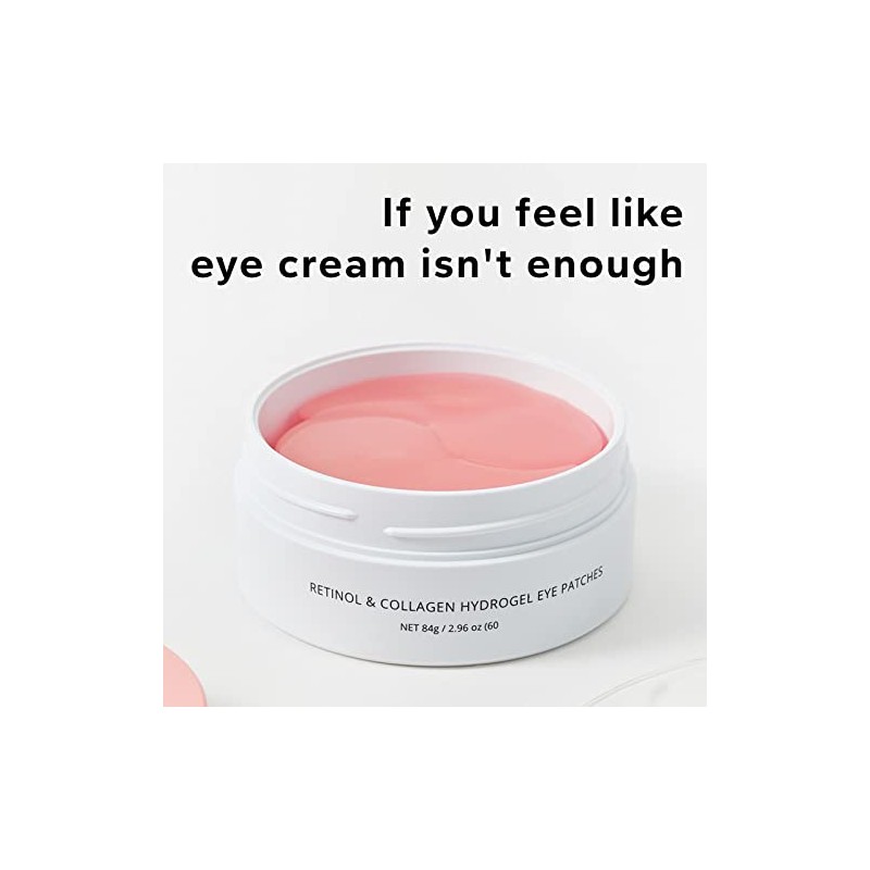 Parches para ojos de hidrogel de retinol y colágeno, Rosado