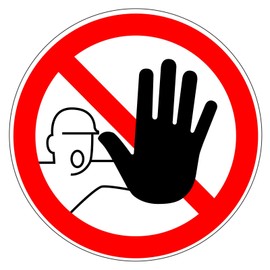 D-P006 prohibition sticker "Access for unauthorised persons prohibited", diameter 15 cm, Art. hin201, DIN 4844-2, note, warning, access for unauthorised persons prohibited