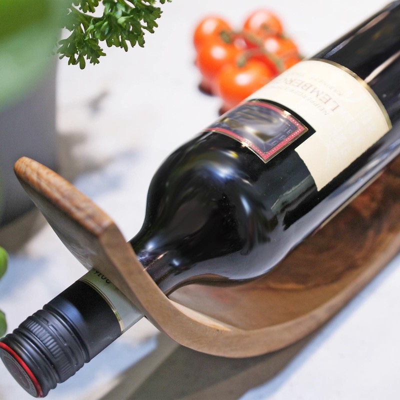 NATUREHOME Design Olive Wood Wine Bottle Holder 25 cm