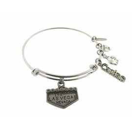 Envious Gems Welcome To Las Vegas Silver Tone Expandable Wire Bracelet