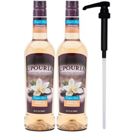 Upouria Sugar Free French Vanilla Coffee Syrup Flavoring, 100% Vegan, Gluten-Free, 750 mL Bottle (Pack of 2) with 1 Coffee Syrup Pump