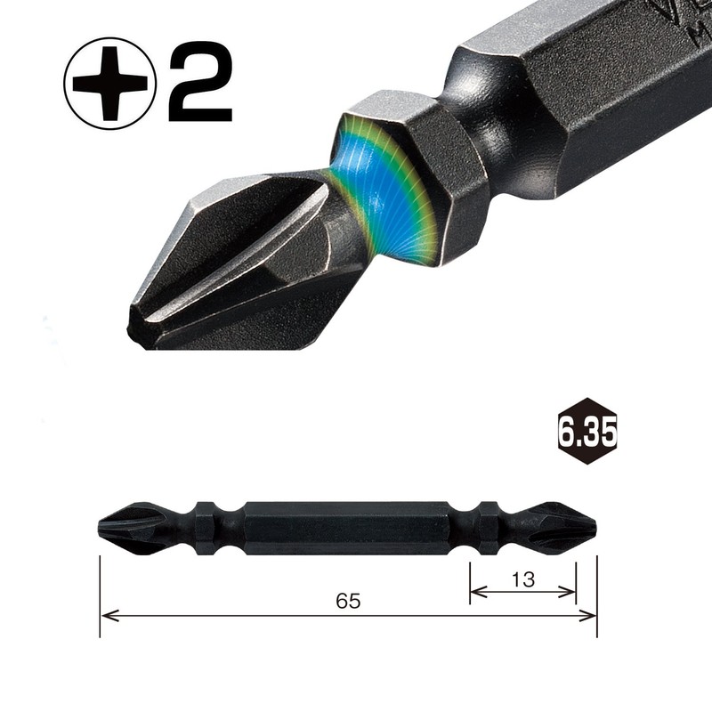 ベッセル(VESSEL) 両頭ビット サキスボ +2×65H 20本 マグネタイザー付ケース入 SMG14