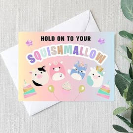 Smith Bros Printers 1898 Squishmallow A6 Two Sided Invitations (WRITE ON) Birthday Party Invites (Pack of 24 & Envelopes and 24 'Thanks For Coming To My Party' 30mm Stickers)