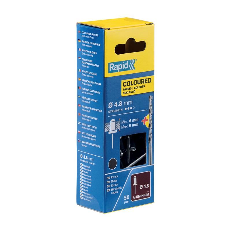Rapid High Performance Anthracite Grey Aluminium Rivets, Ø4.8 x 12