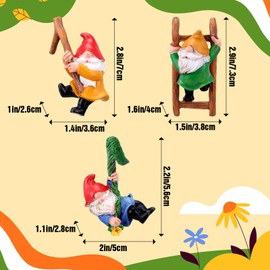 MAQUITA 3 PCS Climbing Gnome Figurines Flower Pot Hugger, Resin Hanging Garden Gnomes Statue Outdoor Decor Fence Ornaments Plant Pot for Indoor Outdoor Home Patio Yard Lawn