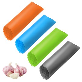 Classicseali 4pcs Garlic Roller,Silicone Garlic Peeler, Easy to Clean and Store, Garlics Roller Peeler, for Easy Garlics Peeling in the Kitchen, Gray, Orange, Green, Blue
