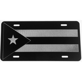 Diamond Etched Products Cuba Cuban Flag Engraved License Plate Vanity Car Tag Silver Etched  - Hunter Green