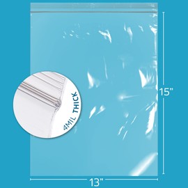 GPI - 13" x 15" - Bulk Pack of 100, 4 Mil Thick, Heavy Duty, Clear Plastic Reclosable Freezer Zip Bags, Strong & Durable Poly Baggies with Resealable Zipper Top Lock.