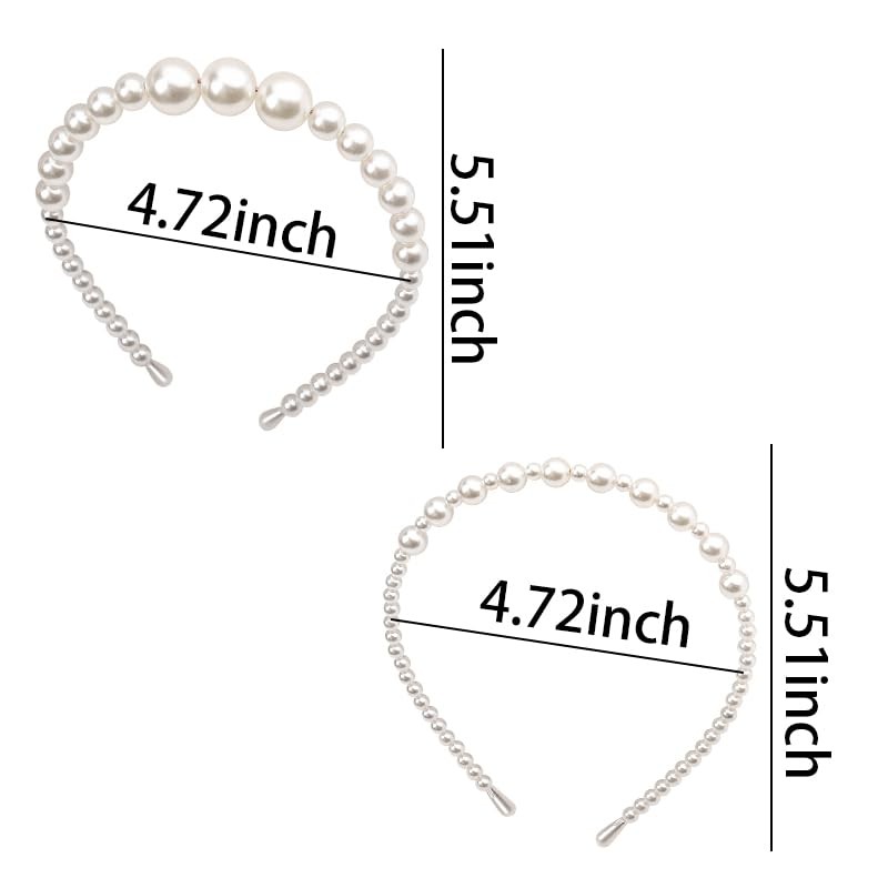 2 Pack Pearl Headbands for Wedding Headband for Women Pearl