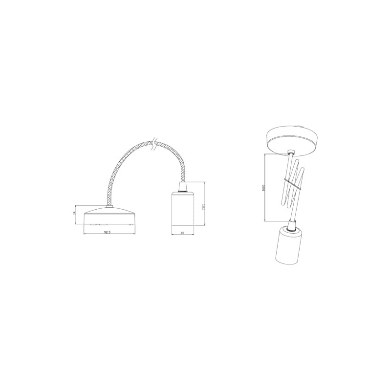 Knightsbridge 1.8m E27 Contemporary Pendant Set - Brushed Chrome 8270L