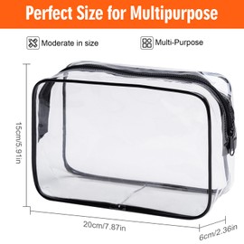 TSA Toiletry Bag -3 Pack Clear Makeup Bag Quart Size Bags, H HOME-MART Travel Makeup Cosmetic Bag for Women, Carry on Airport Airline CompliantBag