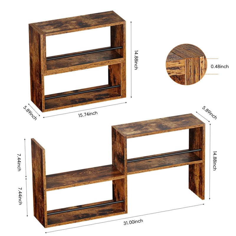 Expandable Cabinet Organizer Shelf, Set of 2 Kitchen Counter Shelves