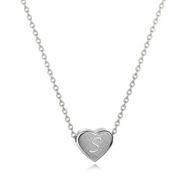 PORPI-JOJO Letter S Necklaces For Girls Kids Jewelry For Girls 6-8 Little Girls Jewelry Ages 10-12 Silver Initial Heart Necklace For Girls