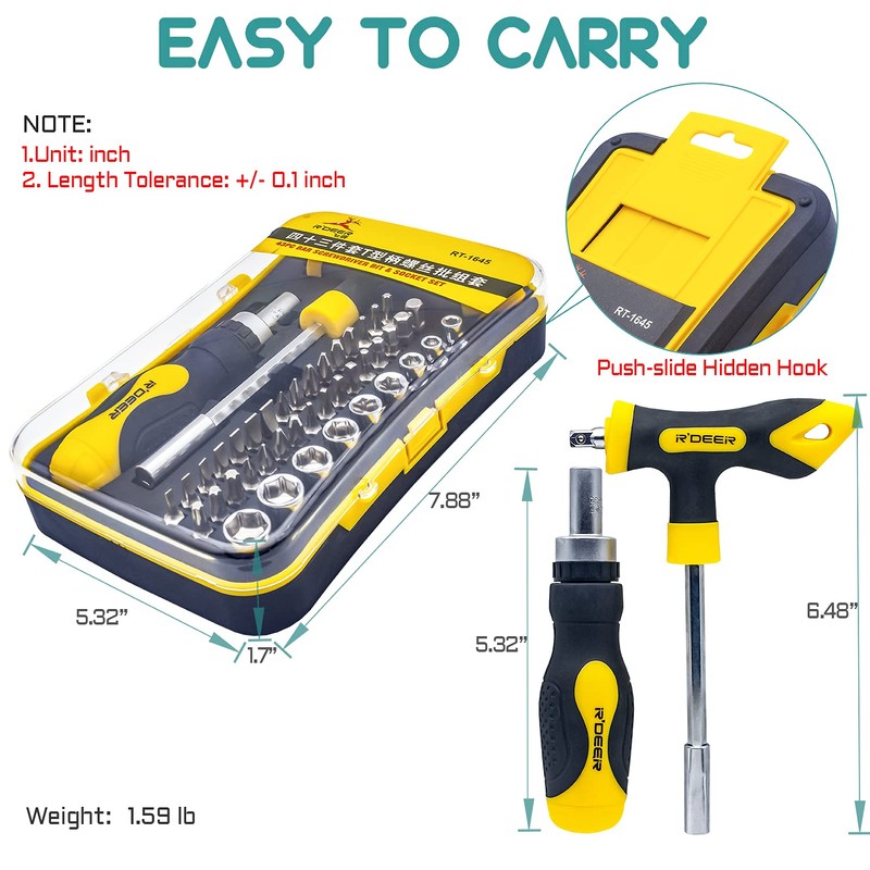 43 in 1 Ratchet Screwdriver Set R'deer T-handle Multifunction Nut