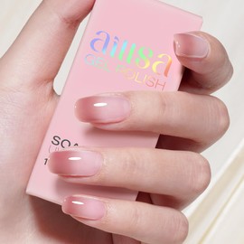 AILLSA Crystal Rose Nude Gel Polish Soft Red Jelly Gel Nail Polish Nude Pink Translucent Gel Nail Polish Neutral Color Soak Off U V Sheer Gel Nails for Nail Salon at Home 0.51 Fl Oz