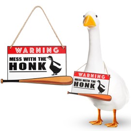 Memorywuu Halloween Porch Goose Large Sign Mess with the Honk You Get the Bonk Armed Sign for Home Kitchen Restaurant Decoration Yard Porch Lawn, 8.7 X4.7 Inches