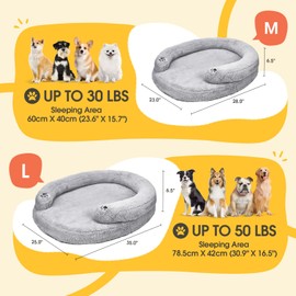 BurgeonNest Pet Soft CuddleNest Orthopedic Dog Bed Small Medium Size Dog, Waterproof Supportive Foam Cat Couch Bolster Pet Bed with Pillow, Removable Washable Cover, Non-Slip Bottom, Grey