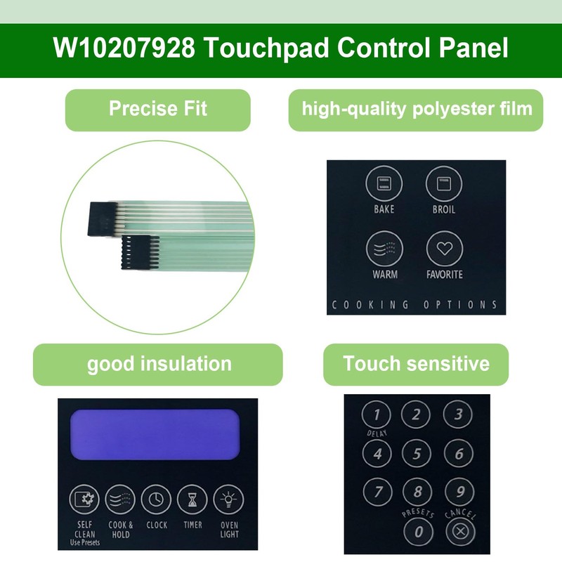 W10207928 Touchpad Control Panel Compatible with Whirlpool Range/Oven