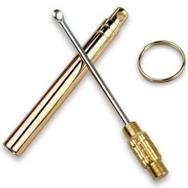 Folding Brass Ear Wax Removal Tool - Portable Ear Pick Cleaner with Key Ring