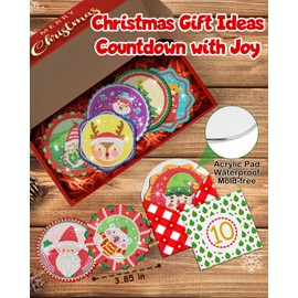 12 Days of Christmas Advent Calendar Diamond Painting Coasters, DIY Crafts Gem Diamond Art Kits for Adults, Elderly Parents, Christmas Ornaments Advent Calendar 2023 for Adults, Seniors, Women, Grils