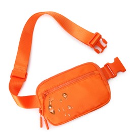 WESTBRONCO Fanny Packs for Women Men, Belt Bag with 4 Zipper Pockets, Fashion Waist Packs, Lightweight Crossbody Bags with Adjustable Strap for Workout/Running/Hiking, A-Orange, One Size