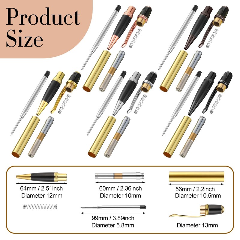 Colarr 20 Pack Woodturning Pen Kit Twist Ballpoint Pen Kit
