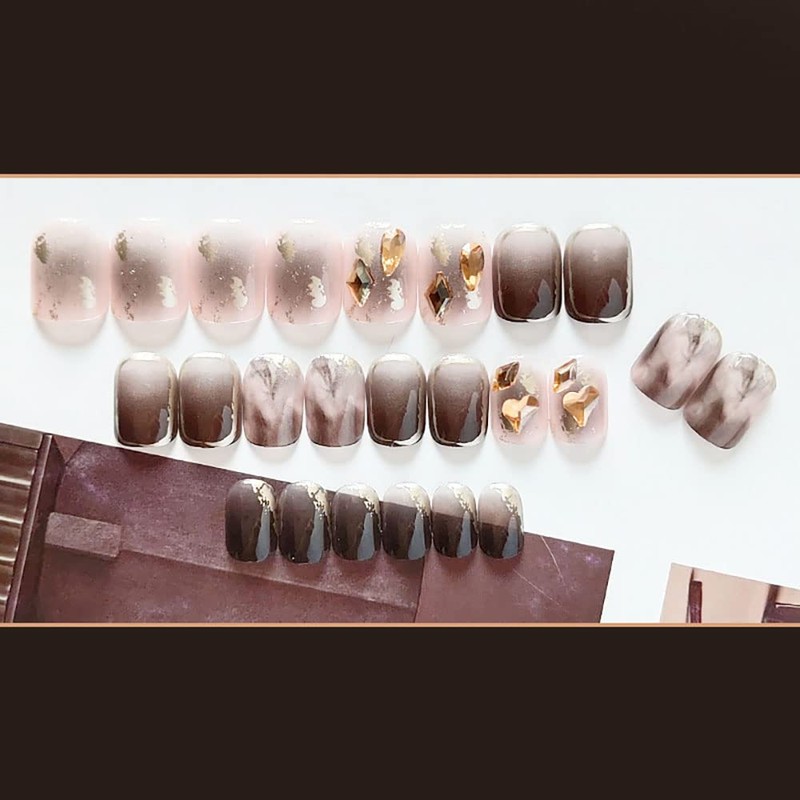 24 Piece Set Nail Tips, Smoke Color, Crystal, Bewitching Dark